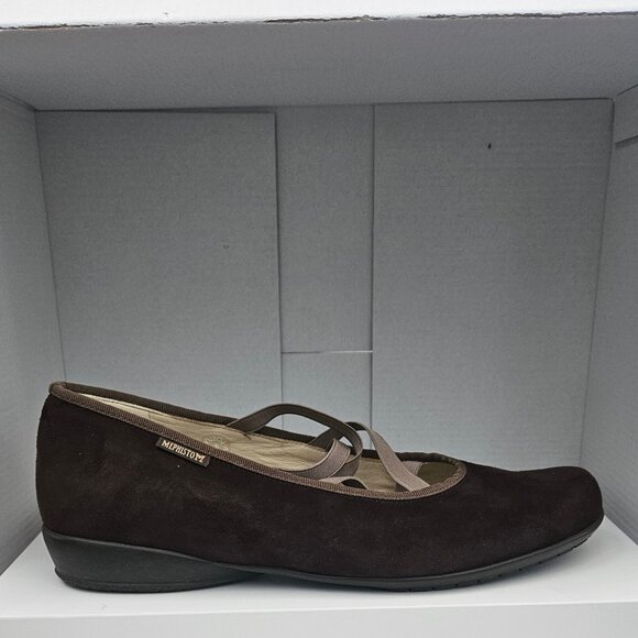Mephisto Bayka Leather Flats Womens 9.5 Brown Elastic Strap Mary Jane Ballet - Picture 3 of 8